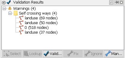 JOSM validation frame